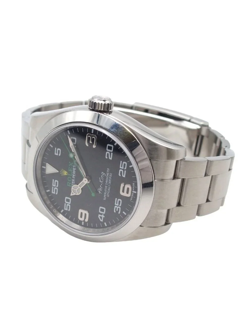 Rolex Air King Black Stainless Steel Oyster Bracelet Watch Automatic